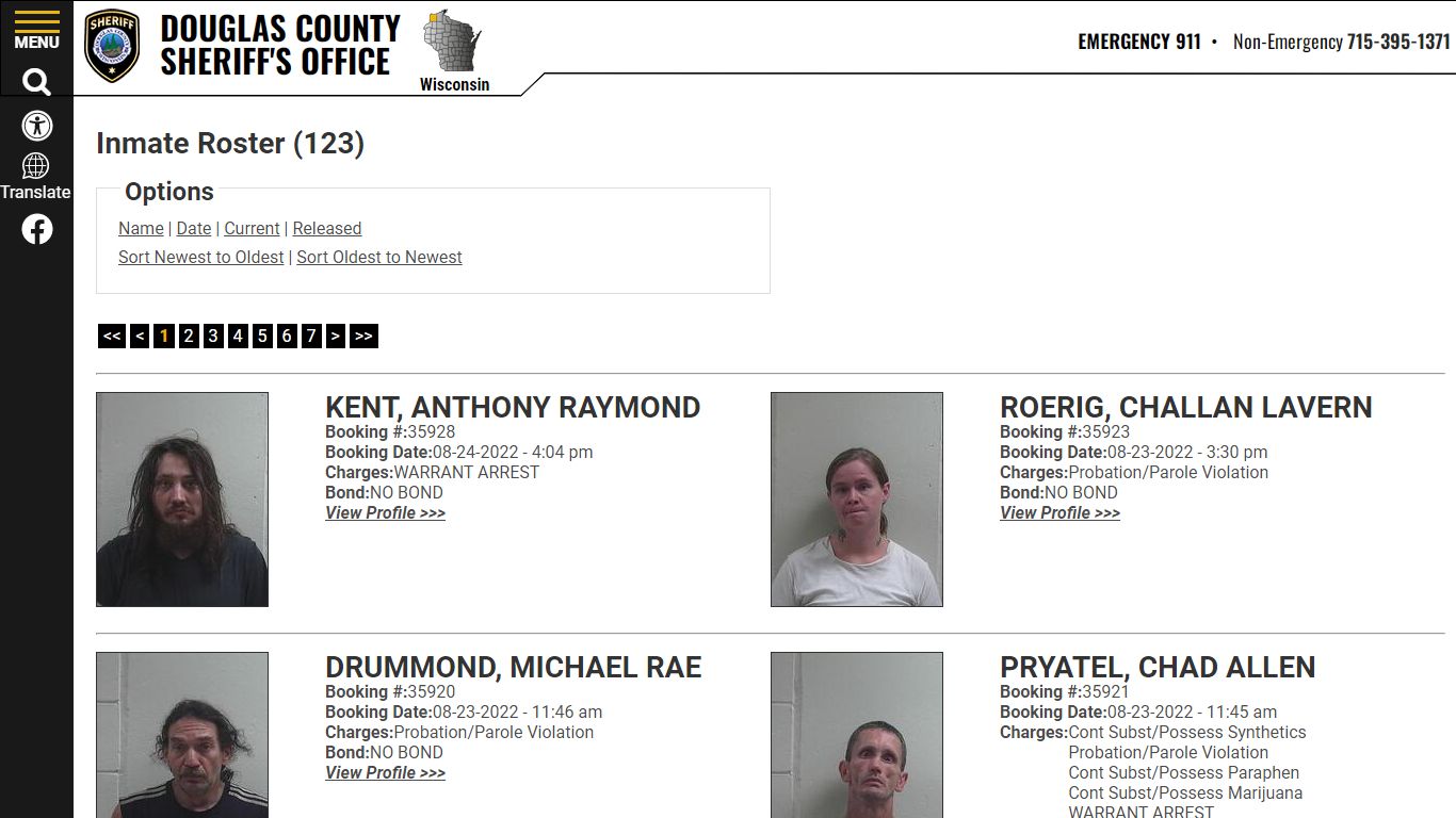 Inmate Roster - Douglas County Sheriff WI